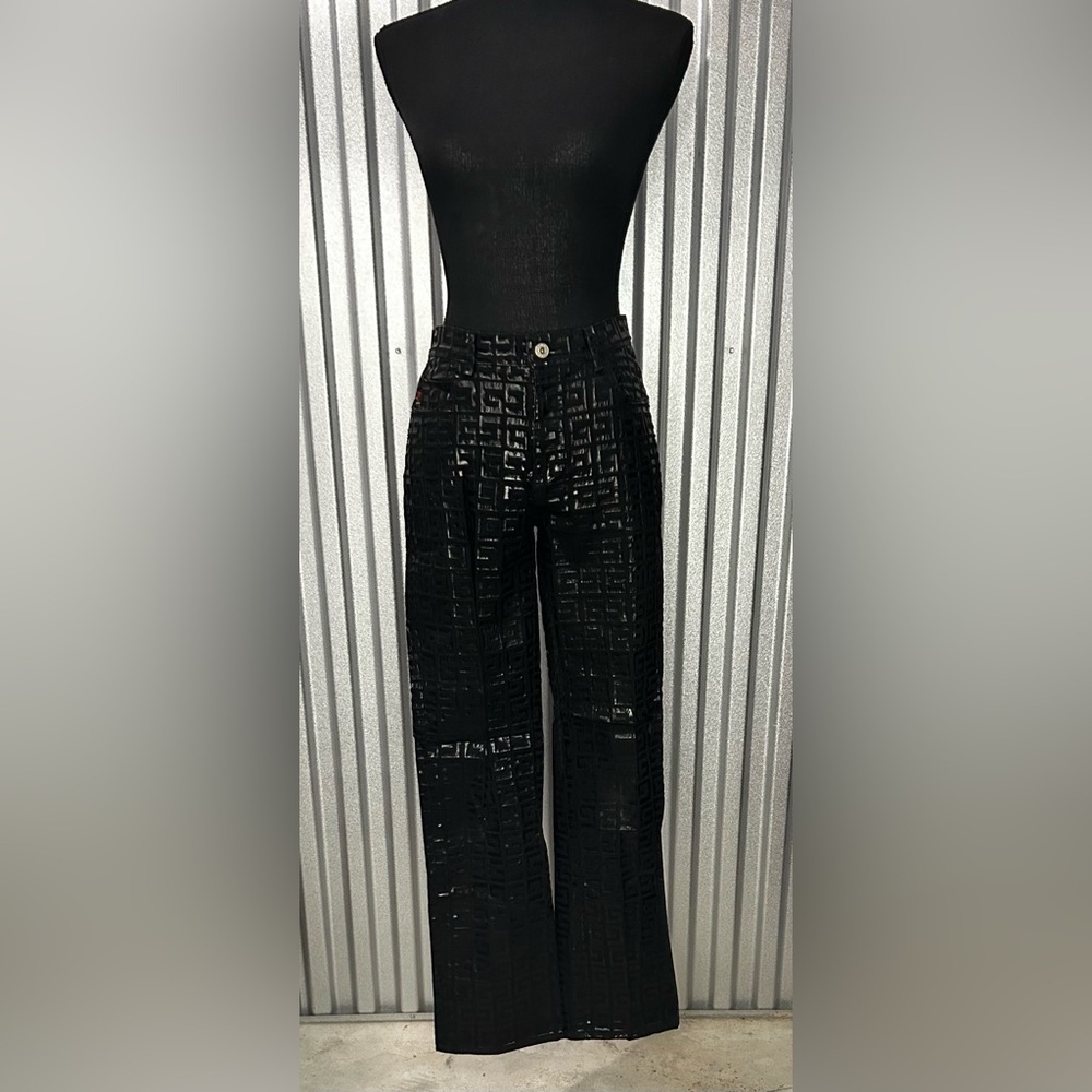 Women’s Vintage Guess Black Logo Geometric Cotton Spandex Jean Pants Size 29